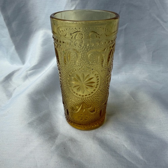 Other - Vintage Amber Tiara Sandwich Glass Juice Tumbler - Indiana Glass 4"